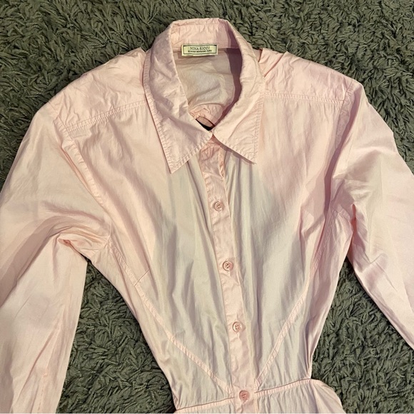 Nina Ricci Open Back Cotton Silk Blend Poplin Midi Shirt Dress In Pink 36 $1,790 - Picture 6 of 16